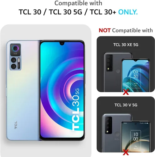 Miniatura 2 de NZND Funda para TCL 30 5G /TCL 30 /TCL 30 Plus con protector de pantalla de vidrio templado (cobertura máxima), protección de cuerpo completo