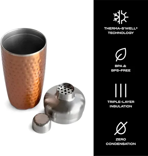 Miniatura 3 de S'well Juego de coctelera de acero inoxidable con jigger, 18 onzas, sumergido metálico, recipiente aislado al vacío de triple capa mantiene