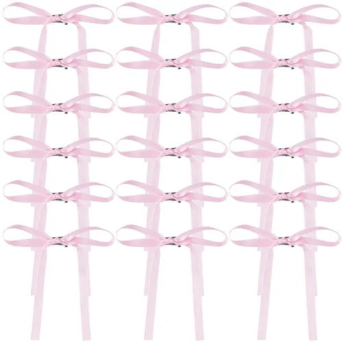 Miniatura 10 de HINZIC 18 pinzas para el cabello con lazo azul de 4.3 pulgadas, cintas largas para Halloween, rave, Navidad, boda, graduación, pasadores de pelo