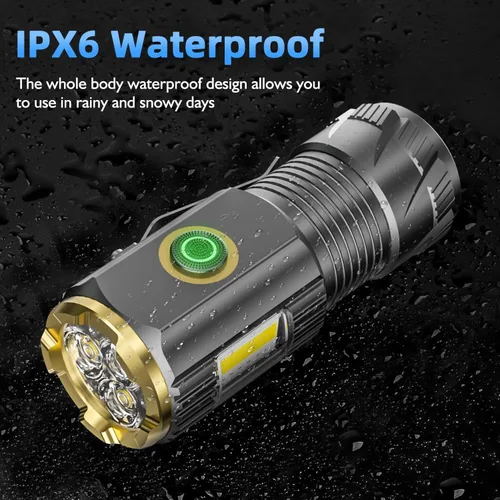 Miniatura 5 de Linterna LED mini recargable, 9000 lúmenes, linterna pequeña ultra brillante, con clip y imán, impermeable IPX6, 6 modos, adecuada para camping