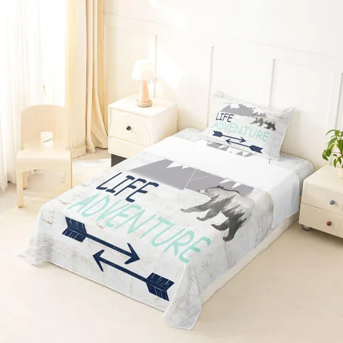 Miniatura 4 de Juego de sábanas con temática de camping feliz, juego de ropa de cama de viaje para niños, niñas, niños, adolescentes, decoración de dormitorio
