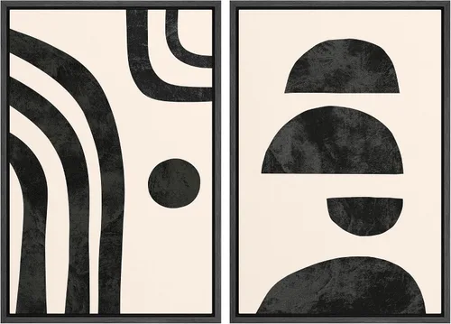 Miniatura 164 de SIGNWIN Lienzo enmarcado para pared, ilustraciones abstractas texturizadas en tonos beige terrosos, arte moderno, decorativo, contemporáneo