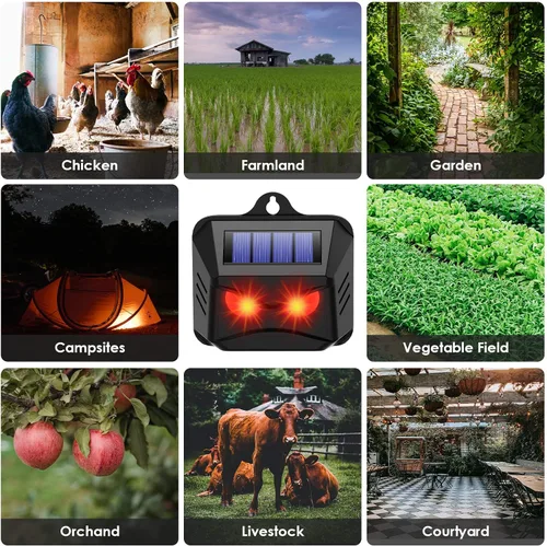 Miniatura 7 de Paquete de 4 repelentes solares nocturnos de animales al aire libre, ojos depredadores disuasorios para mofeta, ciervo, zorro, mapache, luces
