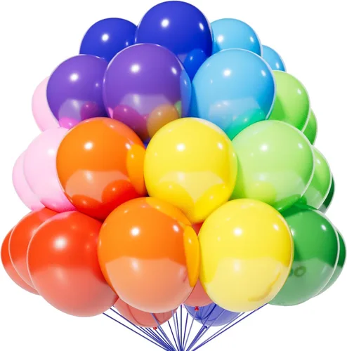 Miniatura 57 de 200 globos de 5 pulgadas, colores surtidos, pequeños globos de látex arcoíris para fiesta, cumpleaños, baby shower, aniversario, festival