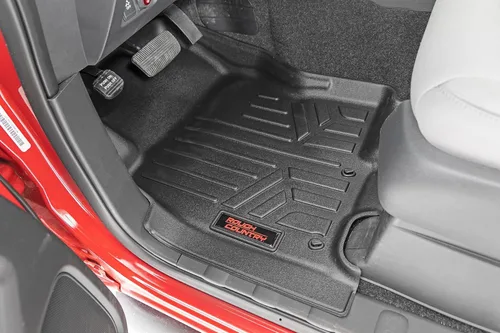 Miniatura 2 de Rough Country, juego completo de tapetes para todo tipo de clima para Nissan Frontier Crew Cab (2022-2025) - Tapete de piso flexible, antideslizante