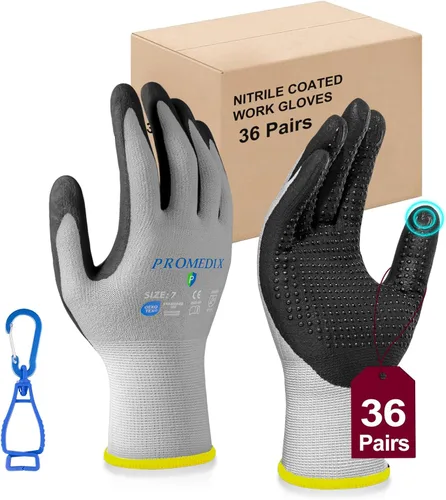 Miniatura 20 de PROMEDIX P Guantes de trabajo recubiertos de nitrilo,Guantes de trabajo de seguridad de microespuma para hombre,Guantes de nylon y spandex de punto