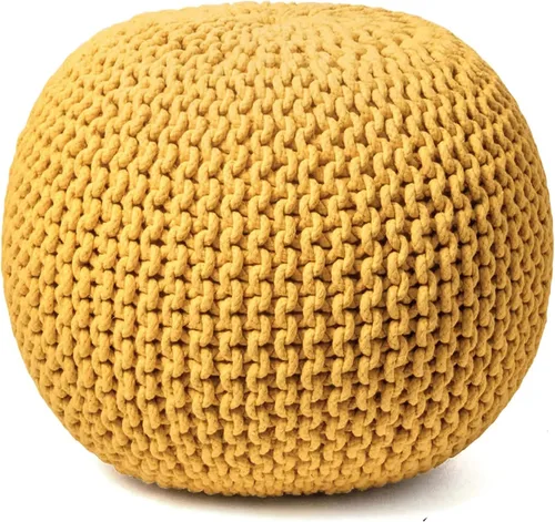 Miniatura 6 de FRELISH DECOR Puf Otomano Redondo Tejido a Mano 100% Algodón Puf Reposapiés - Saco de Frijoles Tejido - Silla de Piso para Sala de Estar Dormitorio