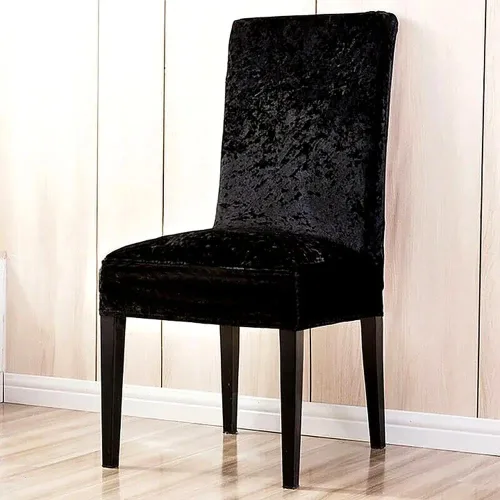Fundas elásticas para sillas de terciopelo gris de lujo, suaves, sin arrugas y duraderas, universales para sillas de comedor, banquetes y bodas.