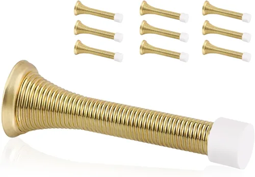 Miniatura 25 de Paquete de 18 topes de resorte para puerta, color blanco, topes flexibles de 3-1/4 pulgadas con puntas de parachoques de goma blanca