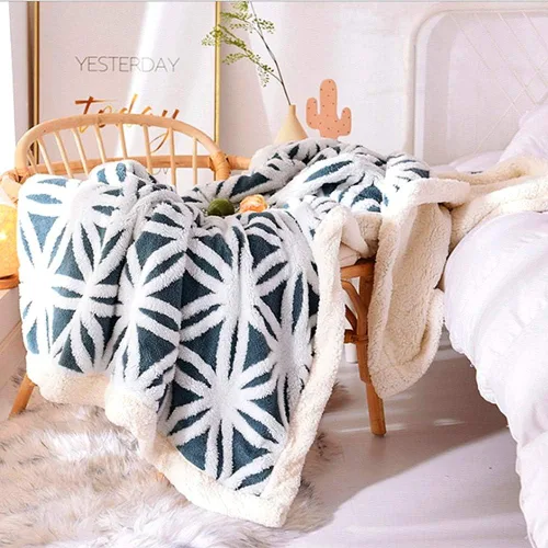 Miniatura 50 de UKELER - Manta Boho Sherpa 60" x 50" - Mantas de franela suaves y esponjosas para cama/sofá/oficina/camping A-bohemio
