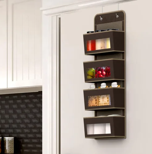 Miniatura 4 de Simple Houseware Organizador con 4 bolsillos con ventana transparente para colgar sobre la puerta del armario, para dormitorio, baño, despensa