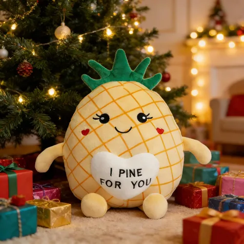Miniatura 9 de Juguetes de peluche de piña de 17 pulgadas, lindo animal de peluche de fruta con corazón rojo, almohada de piña de felpa suave para novia, novio