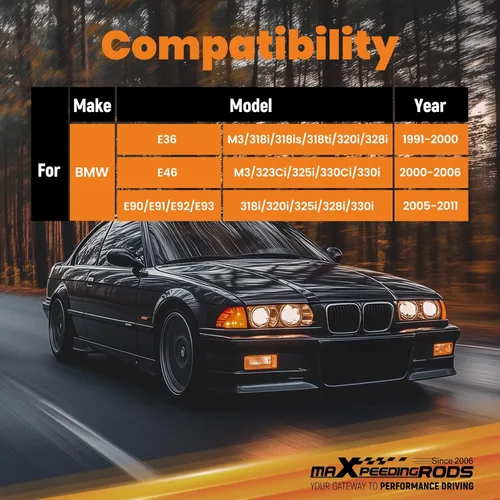 Miniatura 6 de maXpeedingrods Barras de Esfuerzo Laterales Ajustables Delanteras para BMW Serie 3 E36 E46 M3 E90 E91 E92 E93, Kit de Suspensión de Barras