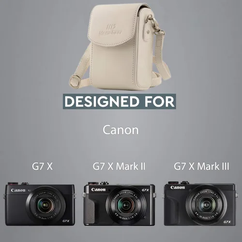 Miniatura 5 de Mega Gear MG1416 Canon PowerShot G7 X Mark II, G7 X - Funda de piel sintética para cámara con correa, color blanco