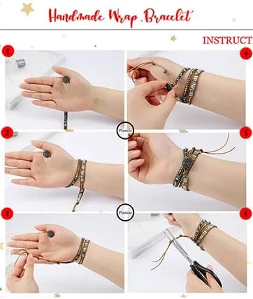 Miniatura 7 de Plumiss Women Boho Handmade Natural Stone Crystal Leather Bead Wrap Bracelets Collection