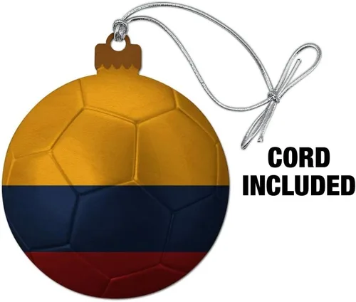 Miniatura 2 de GRAPHICS & MORE Bandera de Colombia Balón de Fútbol Fútbol Madera Árbol de Navidad Adorno de vacaciones