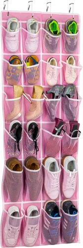 Miniatura 7 de SAVERHO Organizador colgante de zapatos, organizador de zapatos sobre la puerta con 24 bolsillos de malla transpirable para hombres, mujeres