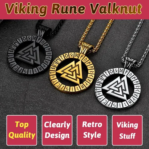 Miniatura 6 de FaithHeart Collar de medalla vikinga para hombre, resistente acero inoxidable, collar con colgante de mitología nórdica retro con caja de regalo
