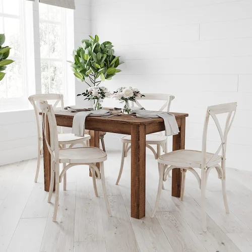 Miniatura 7 de Merrick Lane Jessamine - Mesa de comedor rectangular de 46 x 30 pulgadas de pino macizo