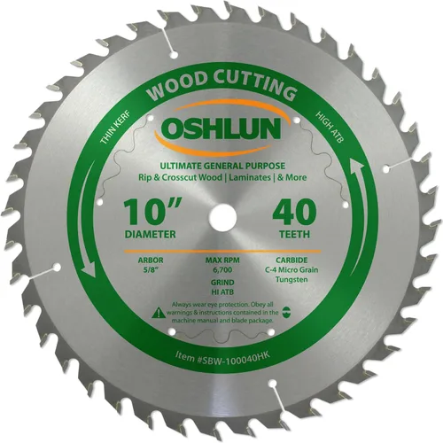 Miniatura 5 de Oshlun SBW-100060N Hoja de sierra ATB con acabado de gancho negativo de 10 pulgadas y 60 dientes con eje de 5/8 pulgadas para sierras de brazo