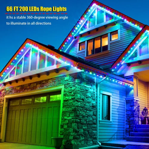 Miniatura 8 de Tira de luces LED impermeables para exteriores de 66 pies, guirnalda de luces de 200 LEDs con cambio de 16 colores y control remoto para Pascua