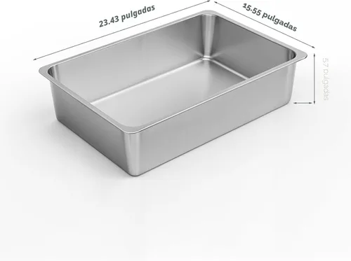 Miniatura 2 de Kirecoo - Caja de arena para gatos de acero inoxidable, bandeja de arena para gatos pequeña de metal con lados altos, bandeja de arena