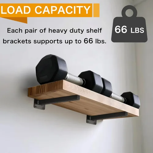 Miniatura 5 de 6 Piezas Soportes de Estante Negros de 6 Pulgadas Resistentes para Estante Pared de Metal Soportes de Estantería Flotante Soportes de Estante