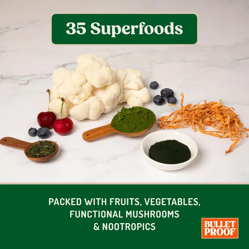 Miniatura 5 de Bulletproof Paquetes de verduras, 15 unidades, polvo de verduras diarias con superalimentos y nootrópicos, porción completa de verduras, nutrientes