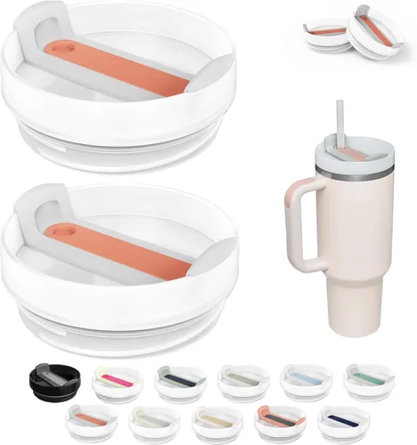 Miniatura 16 de Tapa de Vaso de 40 OZ Compatible con Stanley Quencher, Paquete de 2 Tapas de Vaso de Acero Inoxidable a Prueba de Derrames y Resistentes a