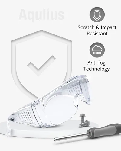 Miniatura 3 de Aqulius Gafas de seguridad y gafas de seguridad, paquete de 12, policarbonato transparente, antivaho y resistente a los arañazos, protección ocular