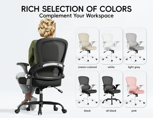 Miniatura 9 de TRALT Silla de oficina – Silla de oficina ergonómica con soporte trasero, sillas de escritorio de oficina en casa, asiento ancho de 330 libras, Negro