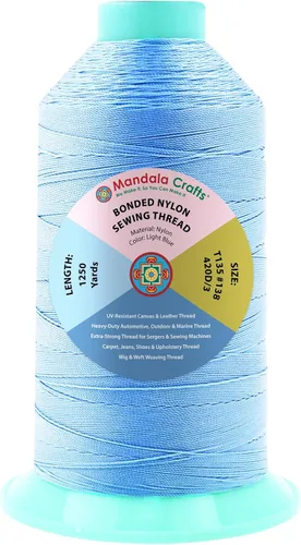 Miniatura 170 de Mandala Crafts - Hilo de nailon para coser cuero, tapicería, mezclilla y para trenzar el pelo; resistente, 1500 yardas, tamaño 69 T70 Marrón