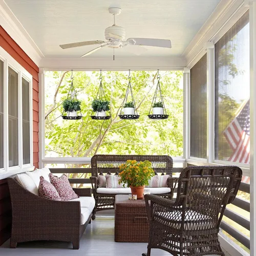 Miniatura 6 de Enhon Paquete de 6 macetas colgantes de metal, colgador de plantas de 12 pulgadas para interiores y exteriores, elegante estante decorativo negro