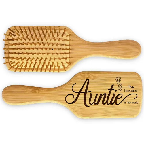 Regalos para tía, cepillo de pelo personalizado, peine de madera natural, aniversario de boda, feliz día de la madre, día de San Valentín,