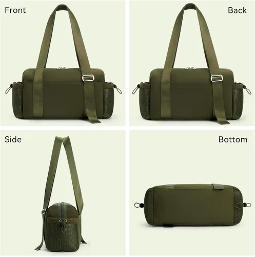 Miniatura 7 de WLLWOO - Bolsa de gimnasio pequeña con bolsillo húmedo para mujer, bolsa de lona para yoga, bolsa de entrenamiento ligera para baile, fines