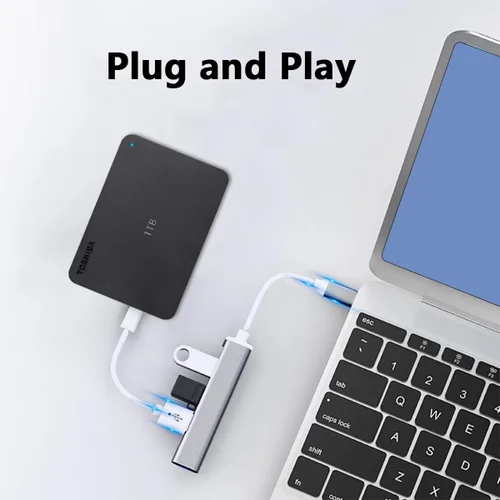 Miniatura 3 de Hub USB 3.0, 4 puertos USB Hub USB Splitter con 1 Tipo-C 1 USB3.0 y 2 USB2.0, expansor USB para laptop, cámara, teclado, uso de oficina de mouse
