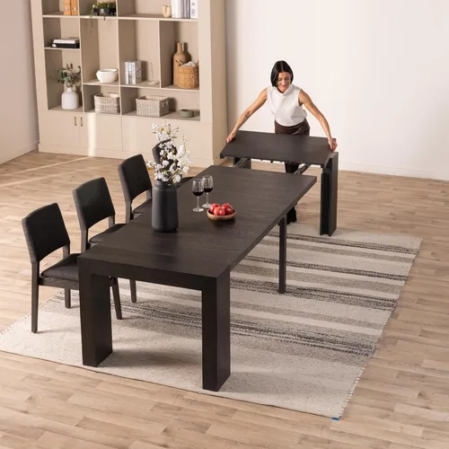 Miniatura 24 de Transformer Table - Mesa de comedor extensible de madera maciza, asientos 2-12, mesa de comedor expandible, muebles que ahorran espacio, muebles