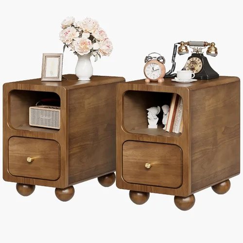 Miniatura 10 de Mesita de noche de madera maciza, mesita de noche estrecha con cajones, mesita de noche moderna negra de mediados de siglo, mesita de noche pequeña
