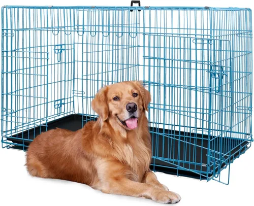 Miniatura 19 de BestPet Jaula para perros 18 pulgadas Negro Perrera de metal plegable con puertas individuales, pestillos seguros de perno deslizante