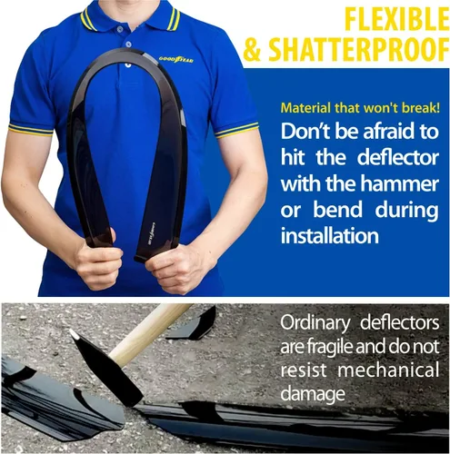 Miniatura 4 de Goodyear - Deflectores de ventana de canal irrompibles para Honda Civic 2016-2021 Sedan, protectores para la lluvia, viseras para la ventana