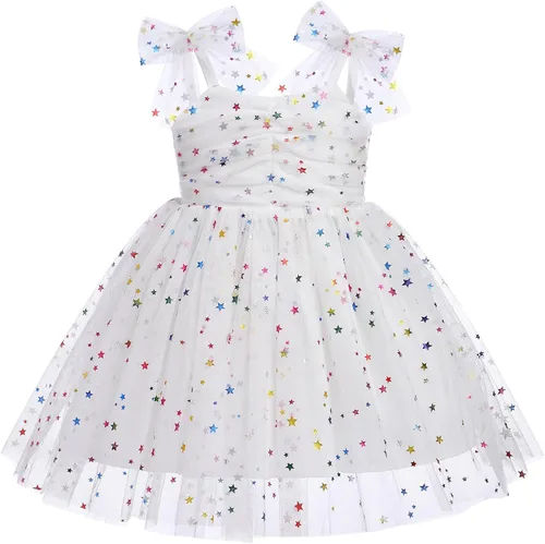 Vestido tutú de verano para niñas pequeñas, sin espalda, vestido de princesa para fiesta de cumpleaños, lentejuelas, con volantes, tul con lazo,