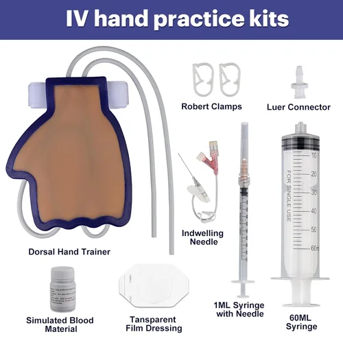 Miniatura 7 de SimCoach Kit de práctica de flebotomía y venipunción, kit de práctica IV portátil, entrenador de inyección de mano dorsal, kit de inicio IV