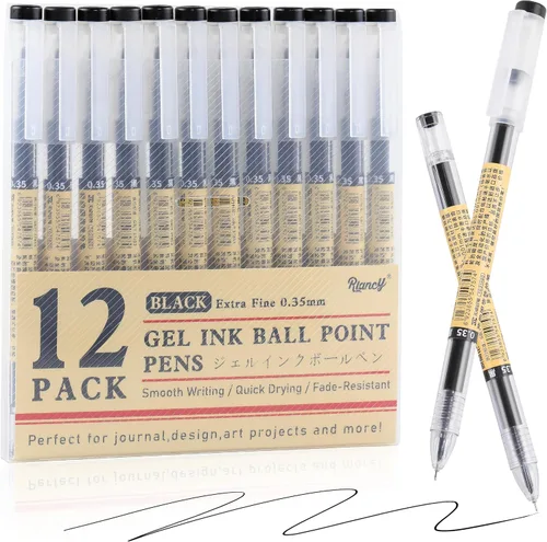 Miniatura 12 de Paquete de 12 bolígrafos de tinta de gel azul, punta extrafina de 0.014 in, papelería de estilo japonés, secado rápido, sin mancha, sin sangrado