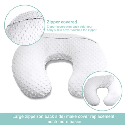Miniatura 4 de OWLOWLA Juego de 2 fundas de almohada de lactancia blanca y caqui, fundas de almohada de lactancia materna, se adapta a almohadas de lactancia