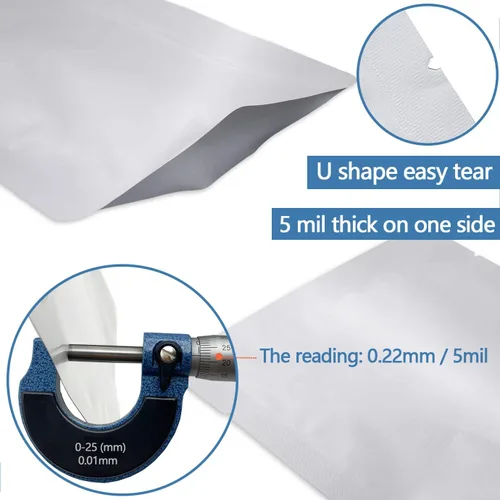 Miniatura 3 de 100 bolsas de Mylar pequeñas de 5 x 7 pulgadas, bolsas de Mylar de 5 mil para almacenamiento de alimentos, granos de café, alimentos secos, bolsa