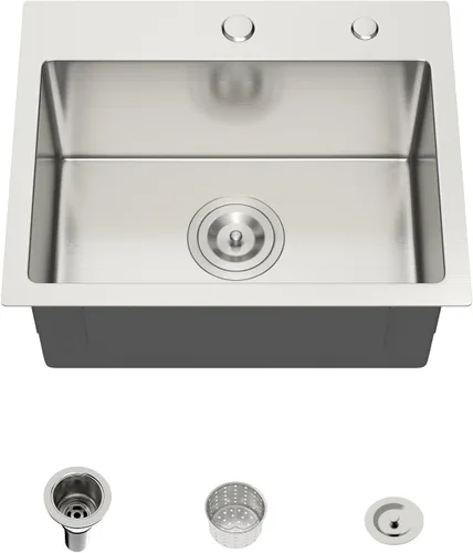 Miniatura 31 de Mocoloo Fregadero de barra de 13 pulgadas con caída en la parte superior, fregadero de cocina pequeño de acero inoxidable T304 de 13 x 15 pulgadas