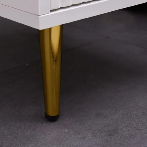 Miniatura 6 de Mesita de Noche MDF pequeña mesita de noche nórdica de lujo delgada con 2 cajones y asas de metal, corredores para dormitorio, sofá, mesa auxiliar