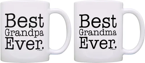 Taza de café o té, regalo ideal para el día del padre, madre, abuela o abuelo , Blanco 11oz Grandma & Grandpa