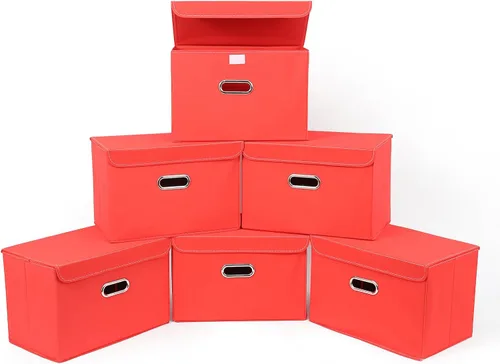 Miniatura 51 de STOREONE Contenedores de Almacenamiento de Tela en Forma de Cubo Plegables, Organizador Contenedor Cesta Plegable con Tapas y Asas de Metal