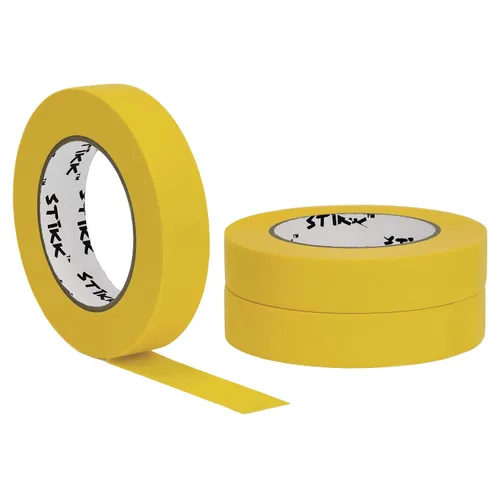 STIKK Cinta de pintor – 3 unidades de cinta amarilla para pintor – 1 pulgada x 60 yardas – Cinta de pintura para pintura, bordes, recortes, techos –
